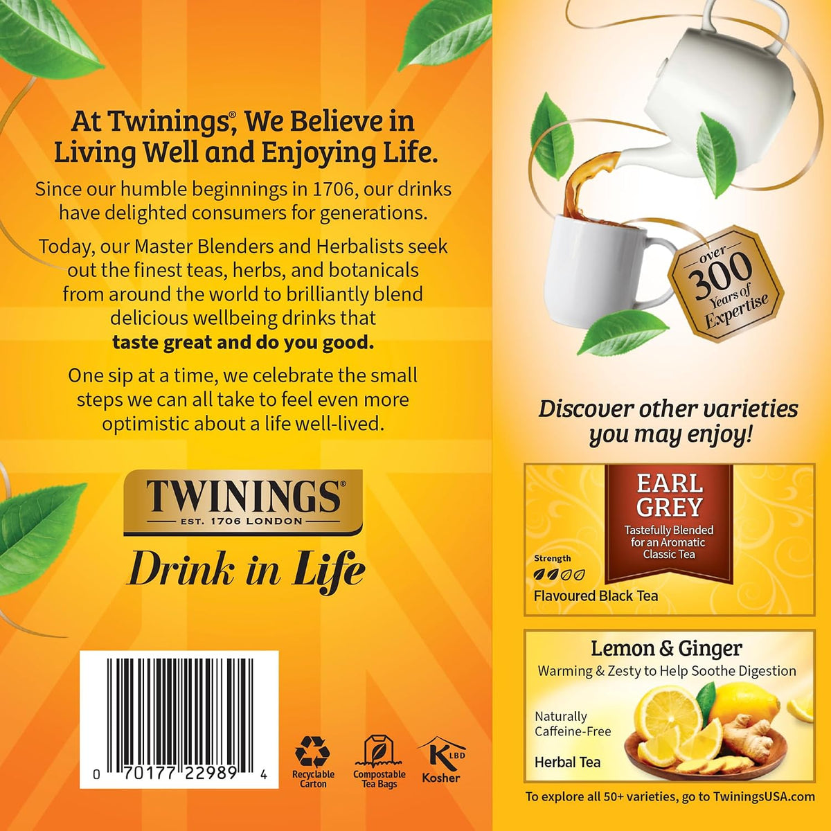 Twinings Lady Grey Black Tea Individually Wrapped Bags, 100 Count (Pack of 1), Orange Peel & Lemon Peel, Fresh and Uplifting, Caffeinated, Enjoy Hot or Iced, 100 Teabags
