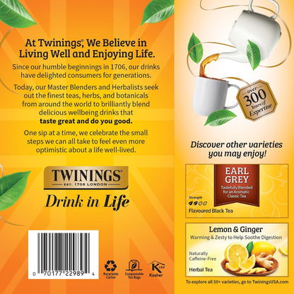 Twinings Lady Grey Black Tea Individually Wrapped Bags, 100 Count (Pack of 1), Orange Peel & Lemon Peel, Fresh and Uplifting, Caffeinated, Enjoy Hot or Iced, 100 Teabags