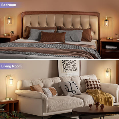 Industrial Touch Lamps for Nightstand Set of 2, 3-Way Dimmable Bedside Lamp