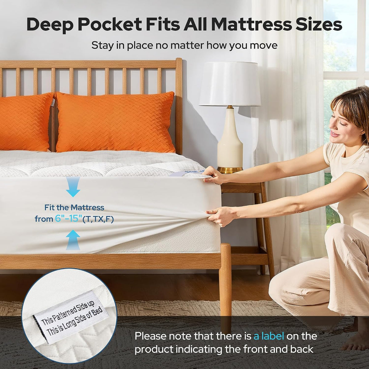 BEDLORE Waterproof Queen Mattress Pad, Breathable Mattress Protector with 6-18 Inch Deep Pocket, Quilted Fitted Mattress Topper Bed Cover, Noiseless & Machine Washable