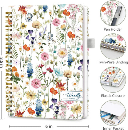 Taja Undated Weekly Planner, Weekly To Do List Notebook with Goal & Habit Tracker Organizer, A5 Weekly Planner Notebook with Spiral Binding, 6.1" x 8.2" - Green