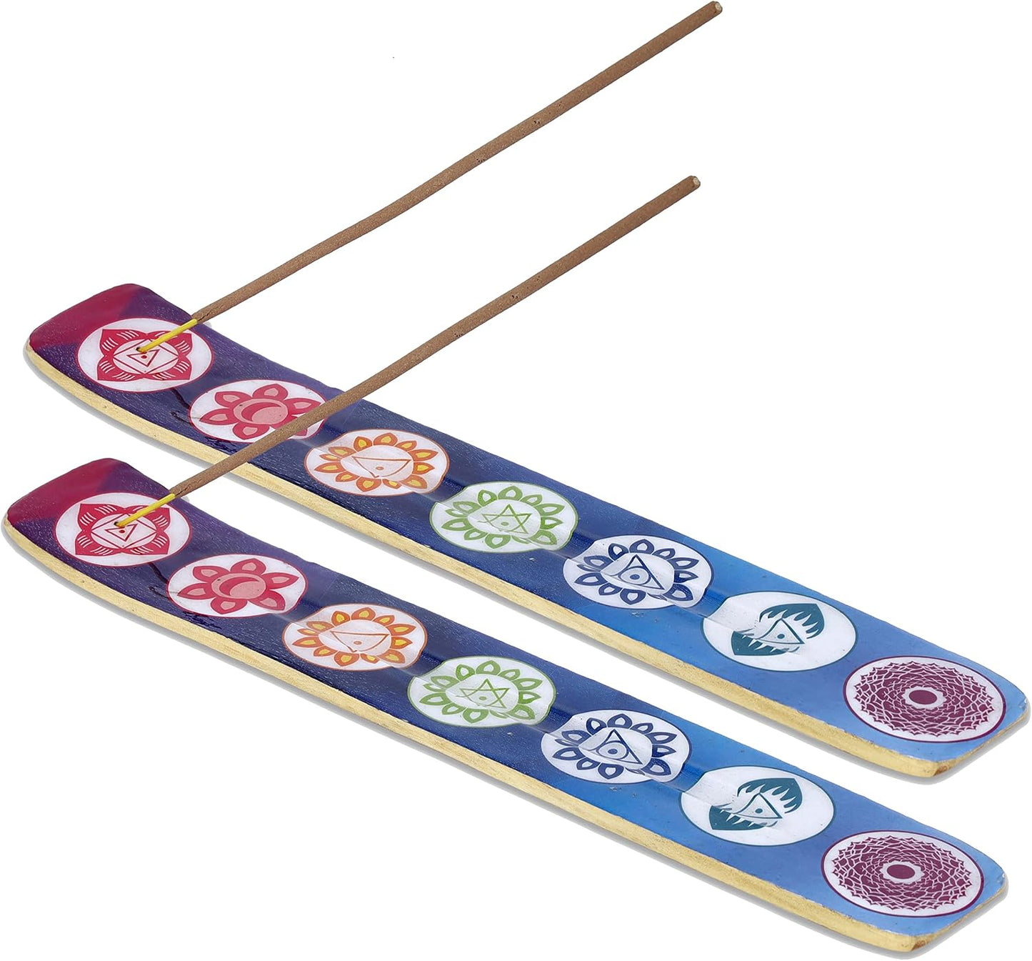 Bless-International Traditional-Handmade-Burner Wooden-Incense-Stick-Holder Ash-Catcher-Stand for-Aromatherapy-Meditation-Yoga (Incense Holder 10 inch(2 pcs))