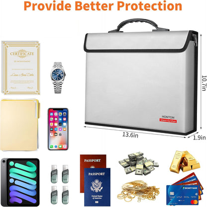 Hontom 6400℉ Fireproof Document Bag with 2 Pockets