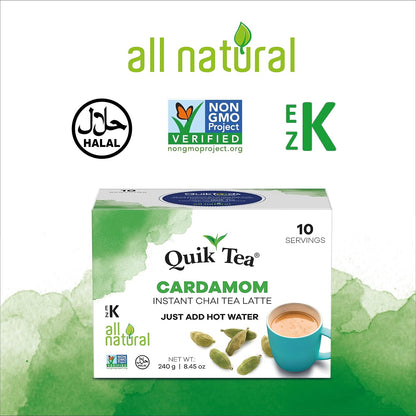 QuikTea Instant Chai Tea Latte Mix, Masala, Unsweetened, 20 Sachets