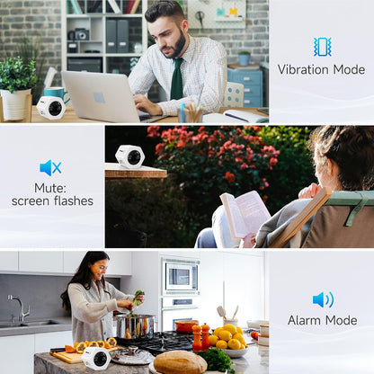 Productivity Timer 1, 5, 10, 30, 60 Minutes Preset, Desk Cube Timer with Gravity Sensor/Mute/Vibration for ADHD, Work, Study, Kitchen, Back to School (Wood Grain)