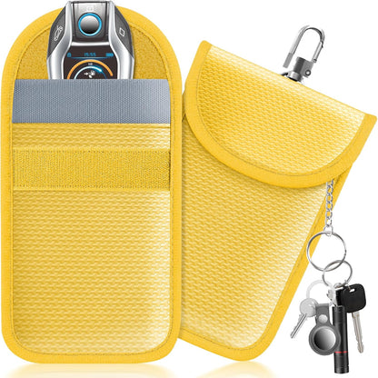 Faraday Pouch for Car Keys, Faraday Bag, Car RFID Signal Blocking Holder, Key Fob Protector, Key fob cage Block Signal Anti-Theft Fob Case (2 Pack)