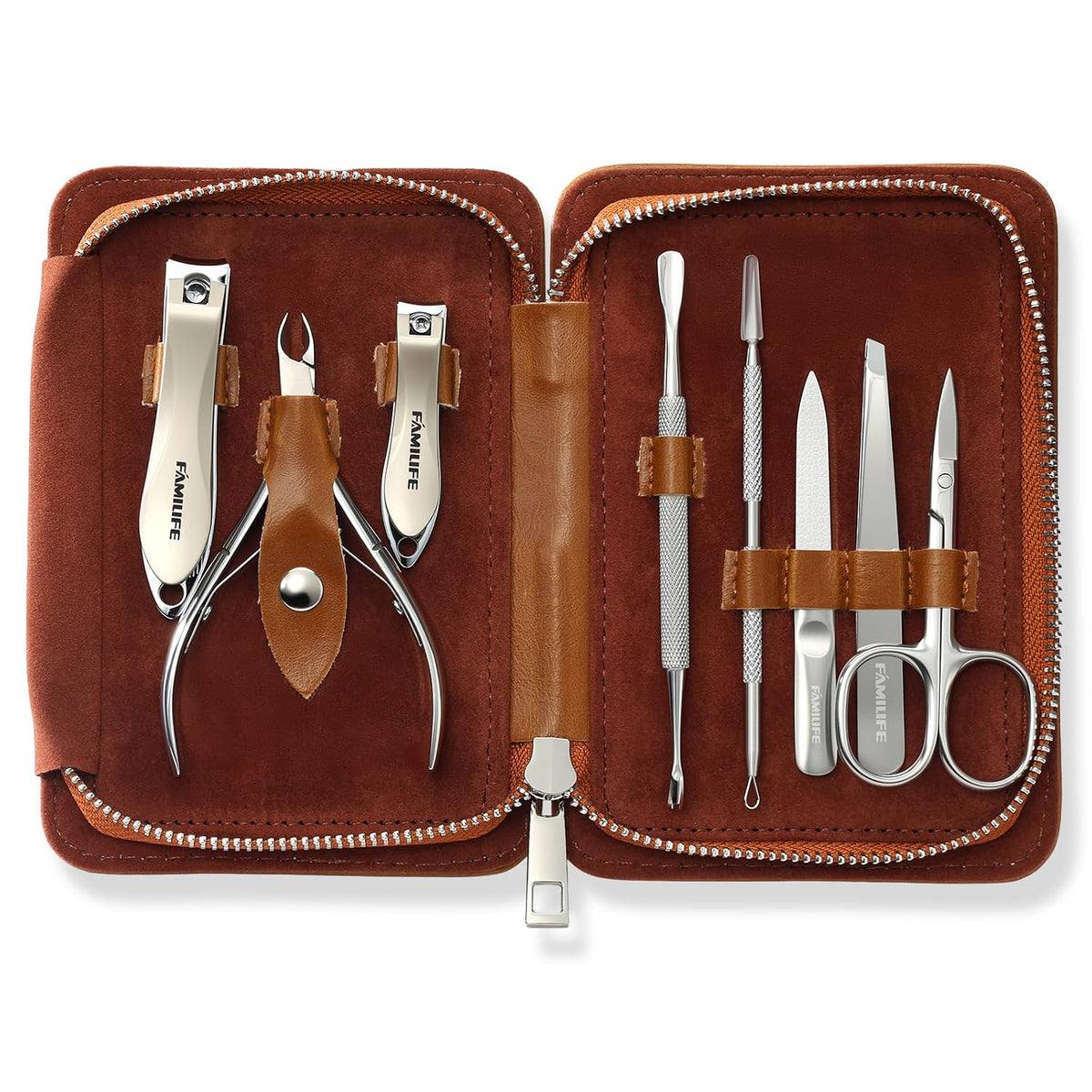 FAMILIFE Stainless Steel Manicure Set 11-in-1 Professional Nail Clipper Kit