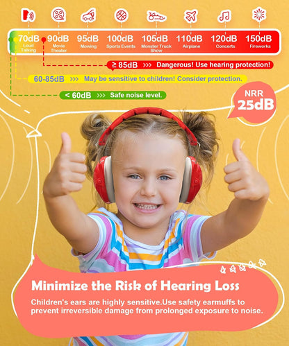 PROHEAR 032 Kids Ear Protection – Ear Muffs for Noise Reduction, 25NRR Noise Cancelling Headphones for Kids,Toddlers, Autism, Sensory Use, Hearing Protection – Orange