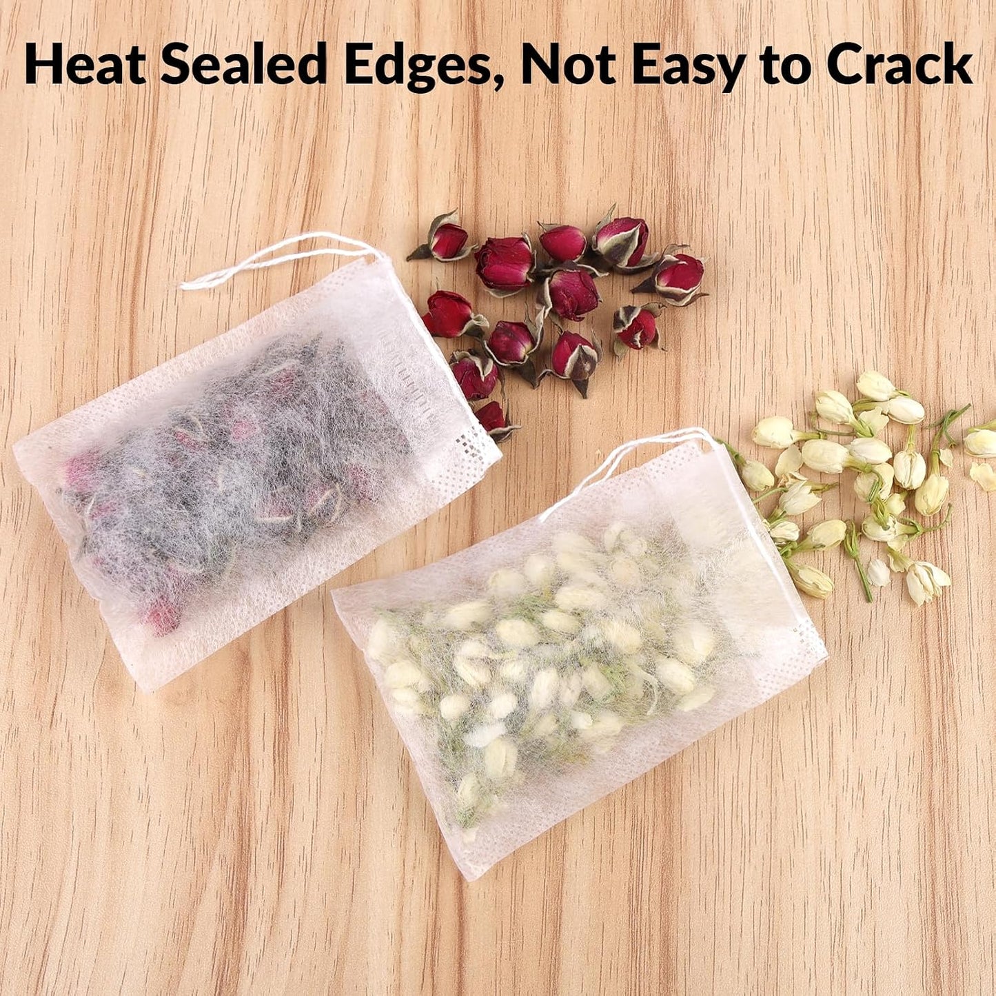 300 Pcs Disposable Tea Bags for Loose Leaf Tea, Food-grade Tea Filter Sachets with Drawstring, Empty Tea Infuser Bag for Coffee, Herbs, Spices (3.54" x 2.75")