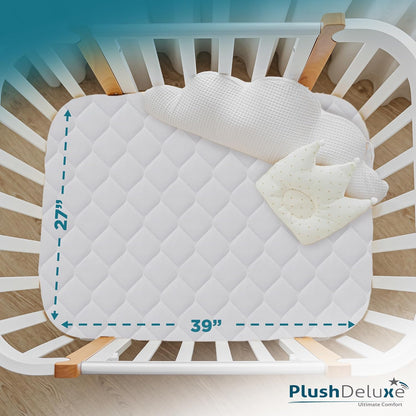PlushDeluxe Premium Bamboo Mattress Protector – Queen Size, Waterproof, & Ultra Soft Breathable Noiseless Washable Bed Mattress Cover for Comfort & Protection - White