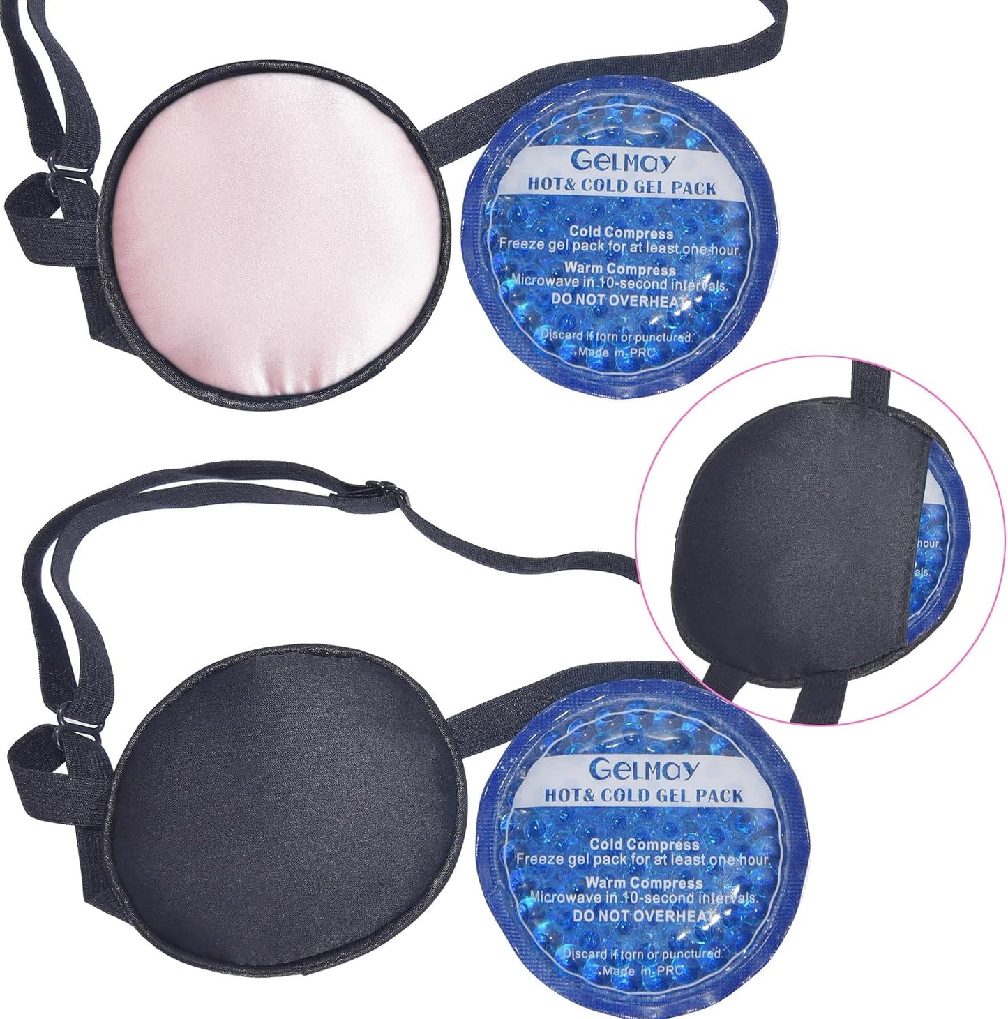 Cooling Eye Patches for Puffy Eyes, Pure Silk Ice Eye Patch, Single Eye Mask, Medical One Eye Cover Cold Hot Therapy Strabismus Lazy Eyes After Surgery Adult Kid Pirate Eyepatch (Pink-New)