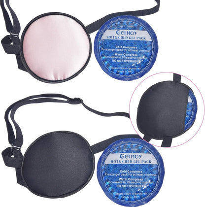 Cooling Eye Patches for Puffy Eyes, Pure Silk Ice Eye Patch, Single Eye Mask, Medical One Eye Cover Cold Hot Therapy Strabismus Lazy Eyes After Surgery Adult Kid Pirate Eyepatch (Pink-New)