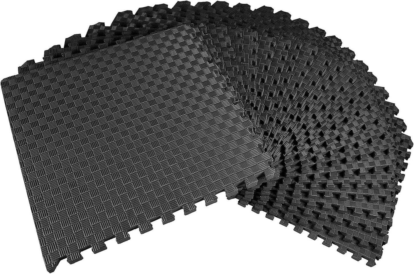BalanceFrom Puzzle Exercise Mat 1/2" Thick, EVA Interlocking Foam Floor | Tiles for Home Gym, Mat for Home Workout Equipment, Floor Padding for Kids, Black, 24 in x 24 in x 1/2 in, 144 Sq Ft-36 Tiles