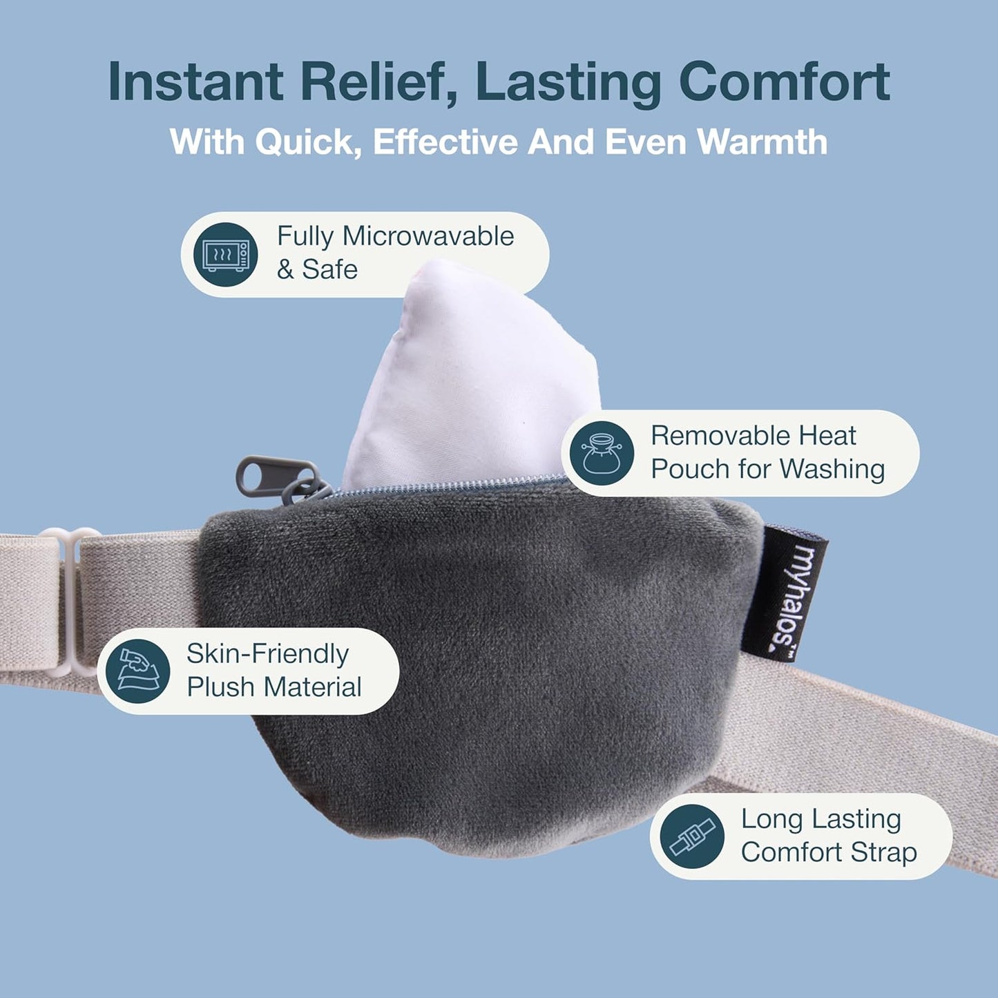 MyHalos® Heated Eye Compress & Stye Eye Treatment for Dry Eyes - Washable Warm Stye Compress -Reversible Moist Heat Eye Mask for Blepharitis & MGD - Eye Stye Heat Compress - Stye Treatment Patch