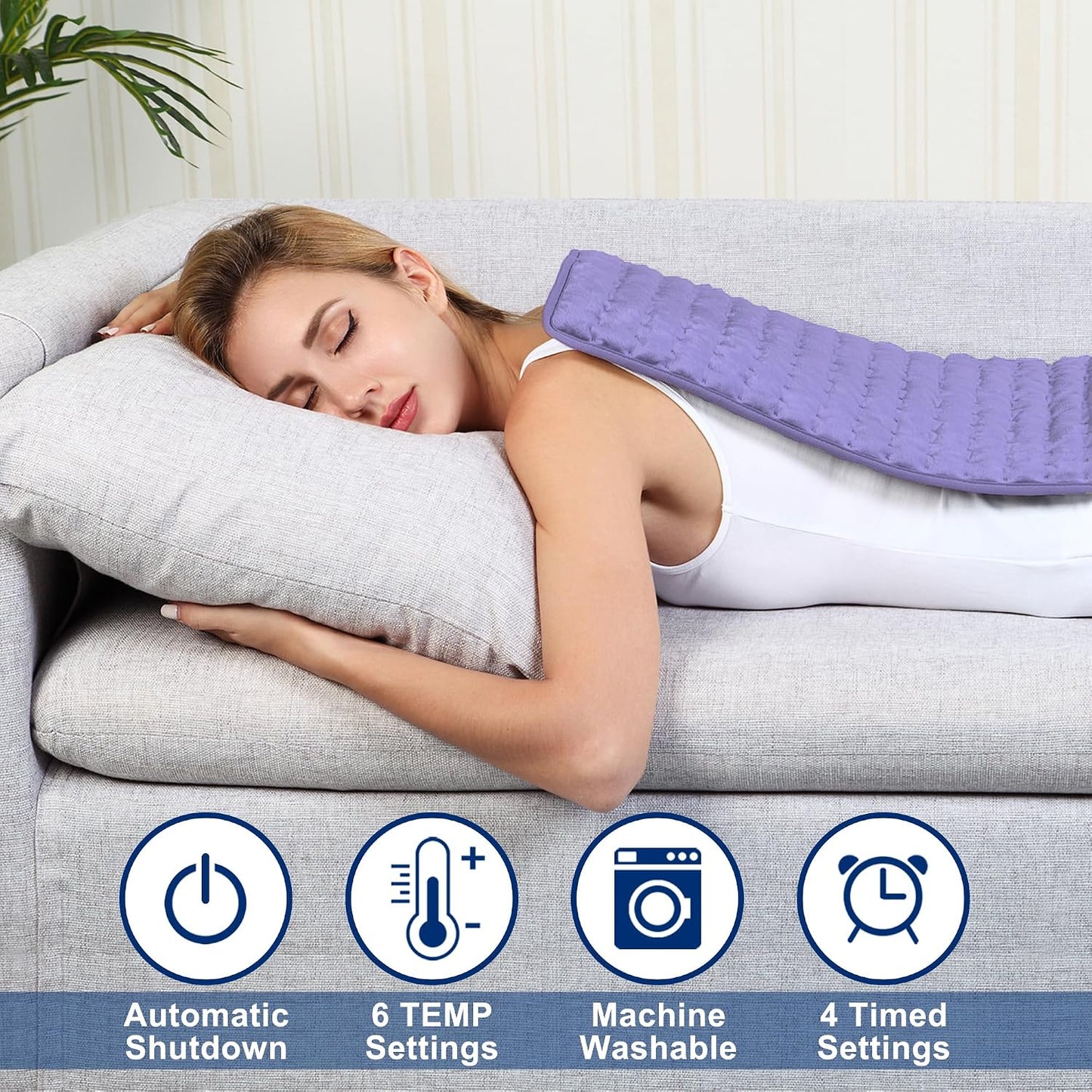 Electric Heating pad with 6 Heat Settings, Auto Shut Off, Dry Electric Heating for Back Neck Knee Arms Legs Shoulder Heat Pads for Christmas Birthday Father Mother's Day (24"X12", Gray Green)