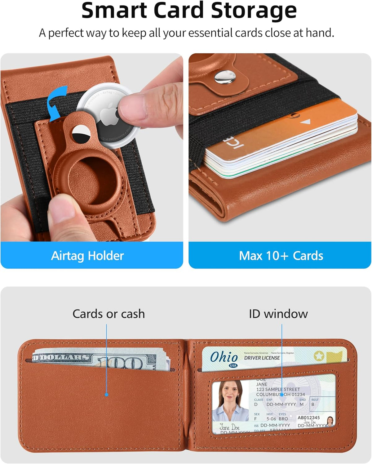 For Magsafe Wallet Stand with Airtag Holder, 10 Cards Holder, RFID Blocking