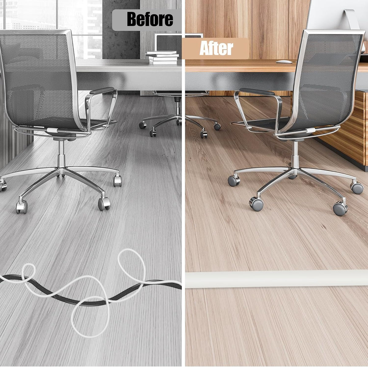 Floor Cord Cover Self Adhesive Cord Hider,10FT Cable Management, Extension Strip Protector for Wires, Prevent Cable Trips for Offices, Gyms, Exhibitions Cavity 0.39"(W) x 0.27"(H) BrownWood