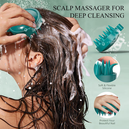 VOERUY Scalp Scrub, Rosemary Scalp Exfoliator Scrub Shampoo, 2-in-1 Scalp Treatment with Mint Oil, Hair Treatment to Clarify and Remove Build Up with Silicone Scalp Massager, 10.6oz/300g