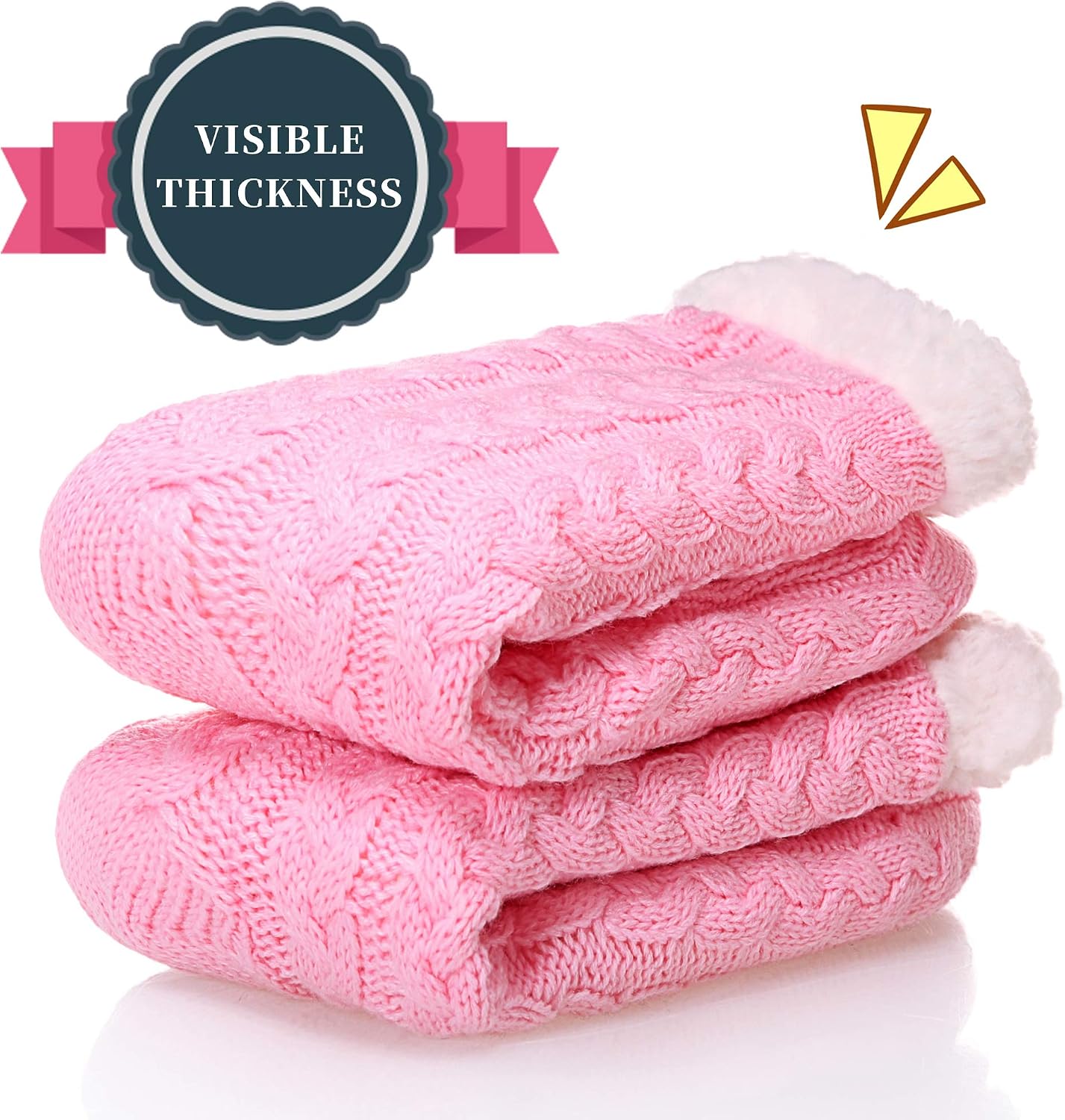 SDBING Women's Winter Super Soft Warm Cozy Fleece Lined Fuzzy Slipper Socks with Grippers