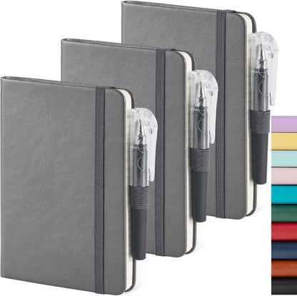 NIRMIRO (3 Pack) Pocket Notebook Small Journal with Pen, 3.7" x 5.7", A6 Mini Notebook for Women Men Work Writing, Hardcover Small Pocket Notepad with 100Gsm Premium Thick Lined Paper, Black Leather