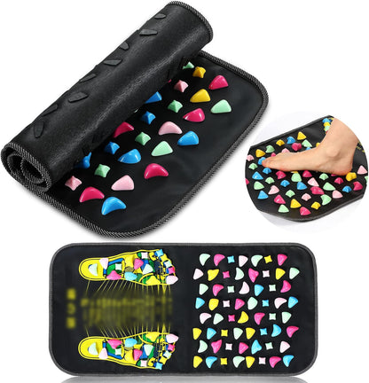 TrelaCo Foot Massage Mat Reflexology Walk Stone Road Foot Massage Acupoint Mat for Acupressure Relaxes for Long Sitting Elderly Students and Office Workers (13.78 x 13.78 Inches)
