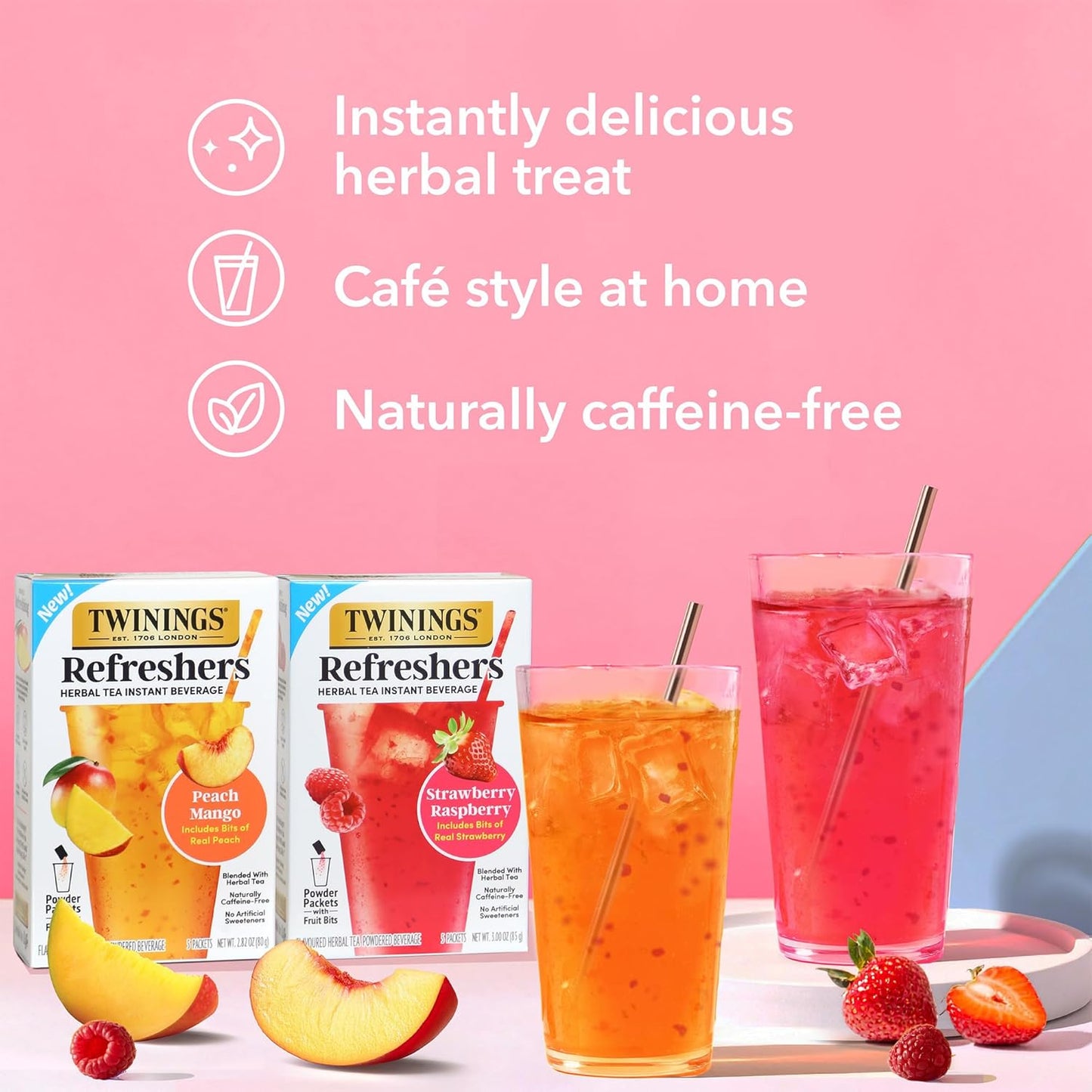 Twinings Strawberry & Raspberry Herbal Iced Tea, 72 Oversized Tea Bags, Makes 18 Pitchers or 144 Servings, Unsweetened, Naturally Caffeine-Free, 72 Count (Pack of 1)