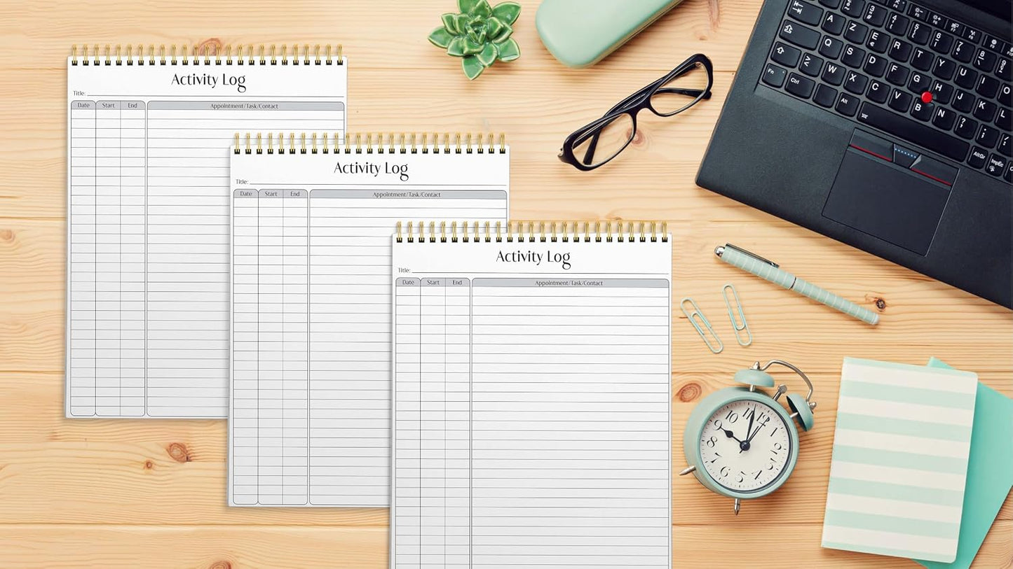 Better Office Products Activity Log Notepad, 8.5" x 11", Planning Note Pad, 50 Sheets, Double-Wire Spiral, Daily Time Tracking Productivity Checklist Organizer,(1 Pack)