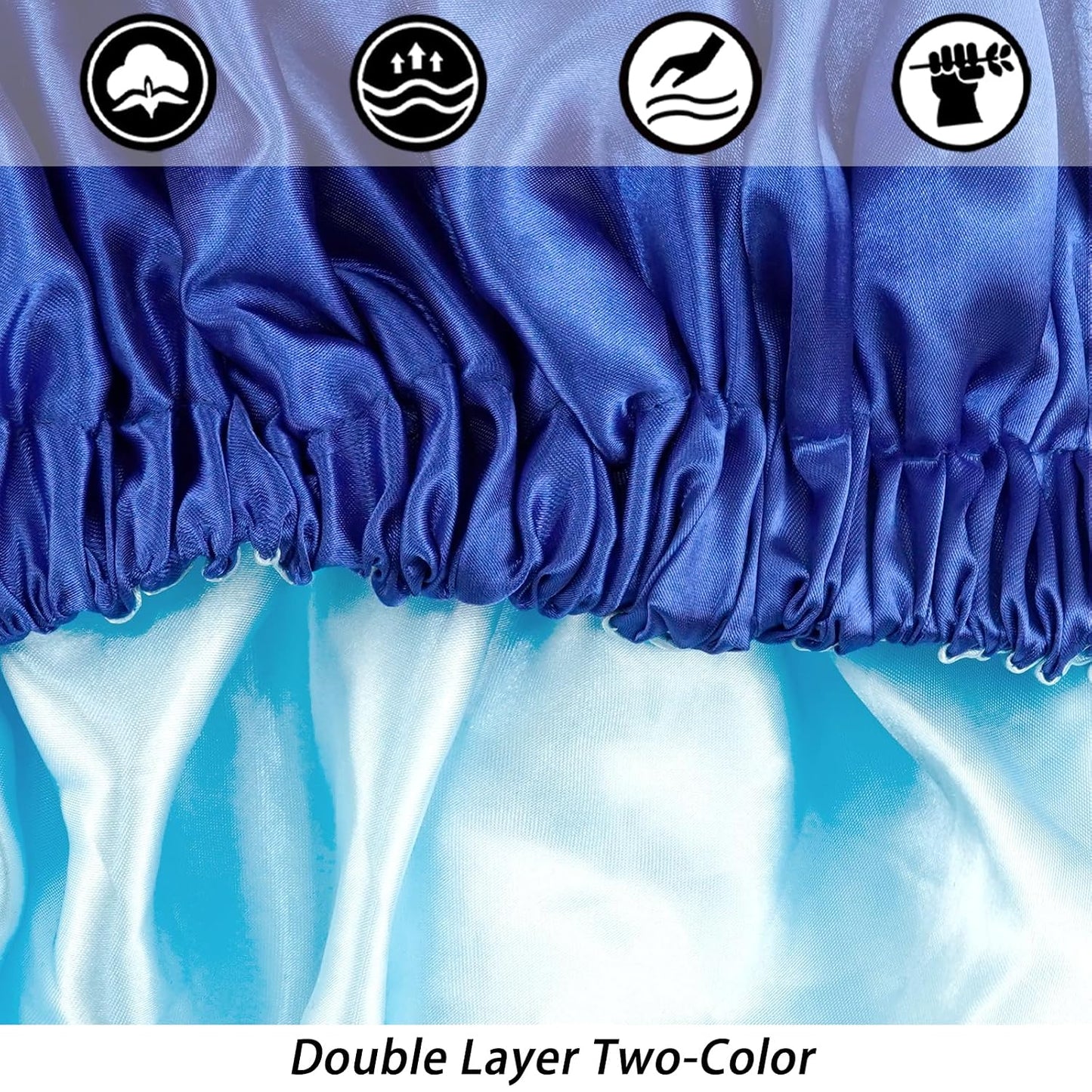 Satin Bonnet Silk Bonnet Hair Bonnet for Sleeping-Slouchy Beanie Hat Satin Sleep Cap for Women's Natural & Curly Hair(Blue Zircon)