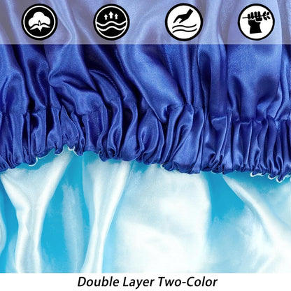 Satin Bonnet Silk Bonnet Hair Bonnet for Sleeping-Slouchy Beanie Hat Satin Sleep Cap for Women's Natural & Curly Hair(Blue Zircon)