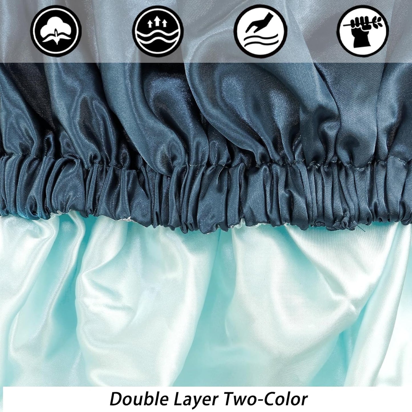 Satin Bonnet Silk Bonnet Hair Bonnet for Sleeping-Slouchy Beanie Hat Satin Sleep Cap for Women's Natural & Curly Hair(Blue Zircon)