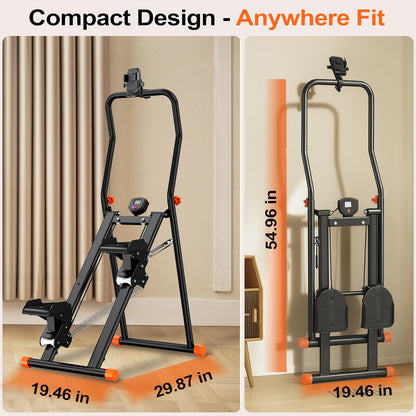 EPHESPORT Stair Stepper for Home Gym, 2.0 Stair Climber with 3-Level Adjustable Resistance, Non-Slip Pedals, Digital Monitor & Phone Holder, Foldable Stepper for Legs Glutes Cardio
