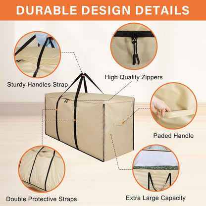 storagebag Patio Cushion Storage Bag, Outdoor Cushion Storage Bag,Waterproof Extra Large Furniture Storage Bag with Handle and Zipper, 48in L x 16in W x 22in H
