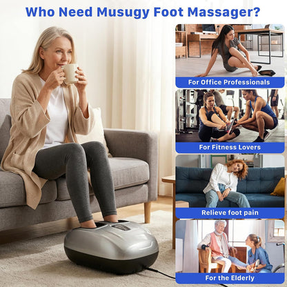 Foot Massager with Heat and Compression 2026 Upgraded Shiatsu Style | Comfortable Combination of Heat, Kneading, Vibration & Compression,for Plantar Fasciitis & Neuropathy
