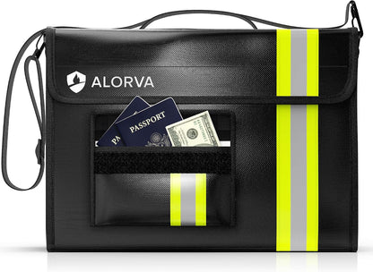 Upgraded Fireproof & Waterproof Document Bag – Lockable 17”x 12”x 5” with Wallet Protector - Reflective to Find Fast at Night – Shield Documents & Valuables from Fire & Water - Firefighter Designed