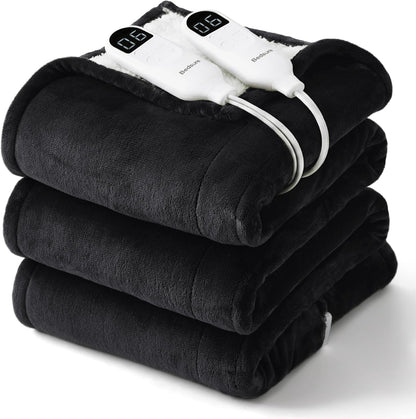 Bedsure Heated Blanket Throw Blanket with Preheat Function - Fast Heating Electric Blanket, Soft Flannel Throw with 6 Time Settings(Up to 10H), 6 Heating Settings, Gifts for Grandma (50"x60", Cream)