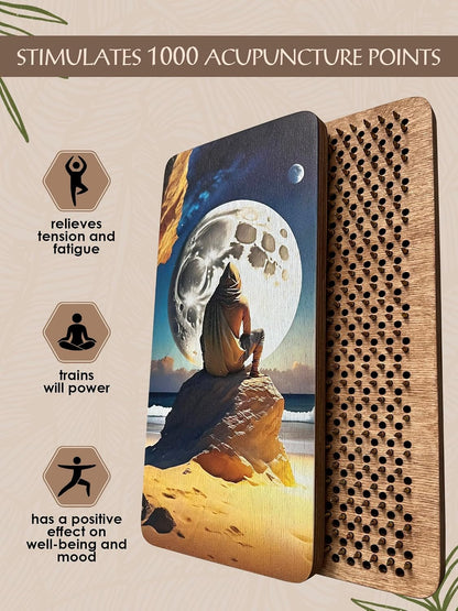 Sadhu board, Wooden Yoga Board for Acupressure and Meditation with Nails for Deep Tissue Massage, Acupuncture Massage, Nails Distance 0.39 In (10 mm)