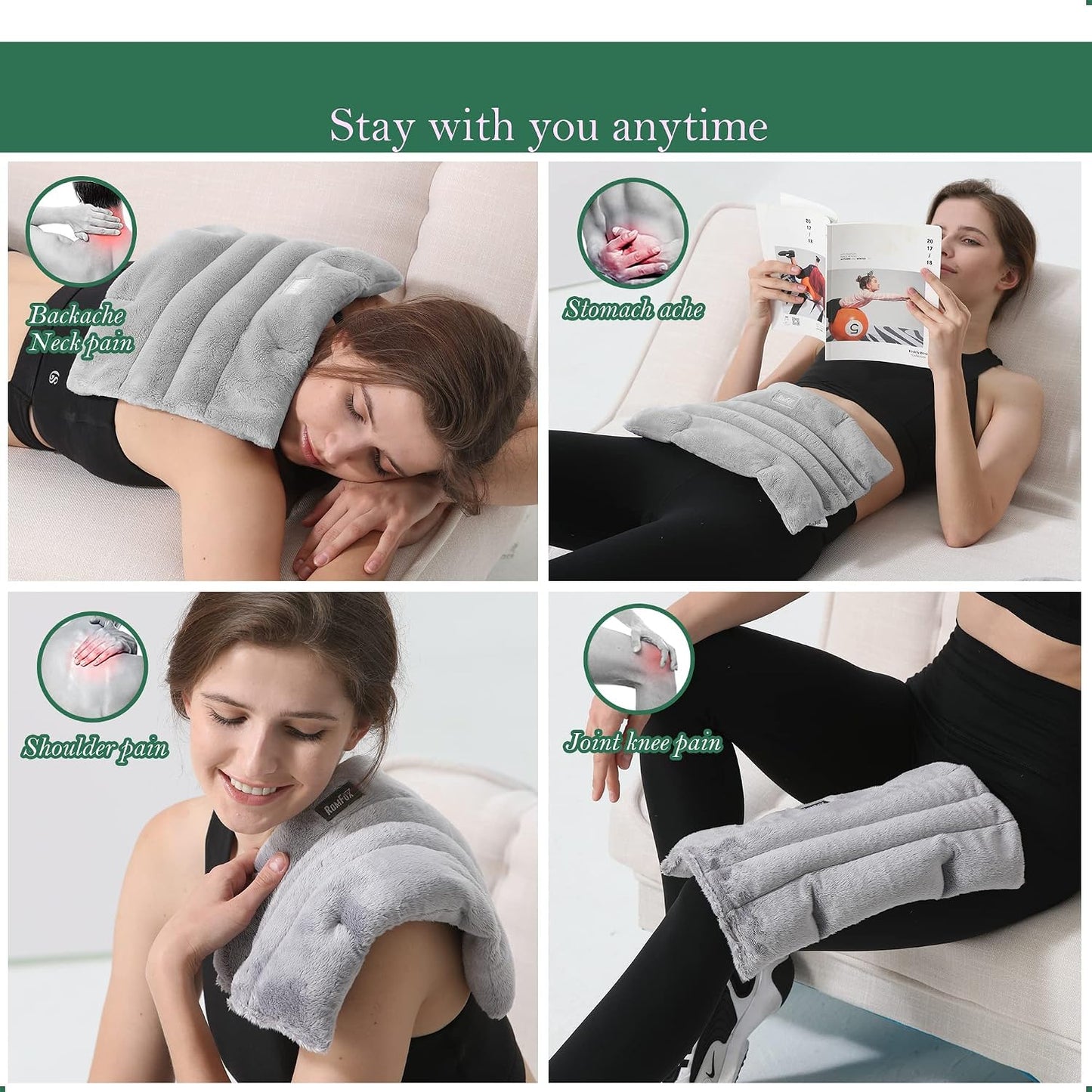 Romfox Microwavable Heating Pad for Pain Relief, Moist Heat for Cramps, Muscles, Joints, Back, Neck and Shoulders, Heat Compress Pillow, for Both Hot and Cold Therapy (Purple - Lavender Scented)
