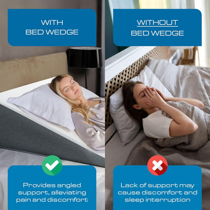 Kolbs Bed Wedge Pillow for Sleep Apnea, FSA Eligible Acid Reflux, and Back Pain Relief, with Chic Jacquard Cover - Headboard Wedges for Sleeping (5" Gentle Incline)