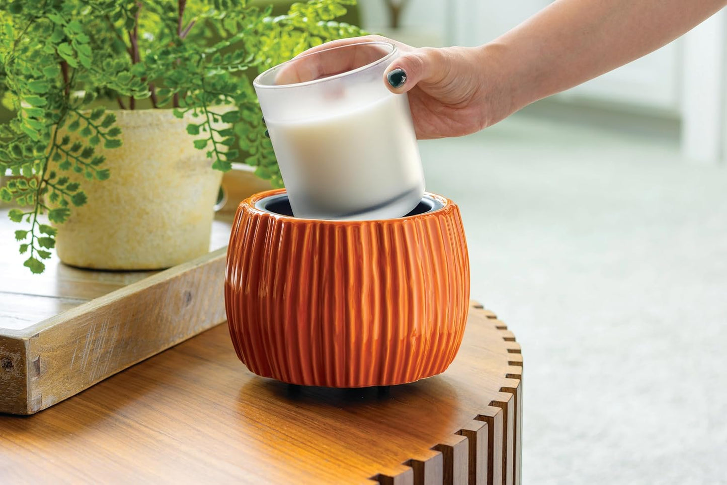 Candle Warmers ETC. Illumination Fragrance Warmer- Light-Up Warmer for Warming Scented Candle Wax Melts and Tarts or to Freshen Room, White Harmony