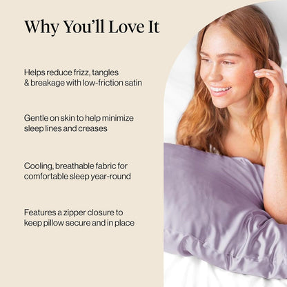 Kitsch Satin Pillowcase with Zipper for Hair & Skin - Softer Than Silk Pillow Cases, Smooth Cooling Satin Pillow Case, Wrinkle-Free, Machine Washable - Pillow Cases Standard Size (19x26) - Blush