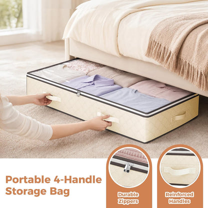 Budding Joy 95L Under Bed Storage Containers, 4 Pack Closet Organizers Grey