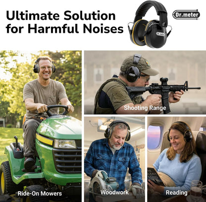 Dr.meter Ear Protection Ear Muffs, Noise Cancelling Headphones for Adults Kids 31dB Earmuffs for Noise Reduction, Hearing Protection for Shooting Gun Range, Mowing, Monster Jam, Sensory, Fireworks