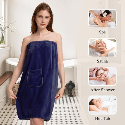 PJGGZ Towel Wrap for Women, Adjustable Button Quick Dry Absorbent Bath Wrap