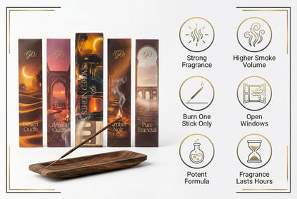 Incense Sticks Variety Pack with Wooden Holder | Nag Champa, Rose, Lavender, White Sage, Frankincense, Palo Santo & Sandalwood | Hand-Rolled Masala Incense