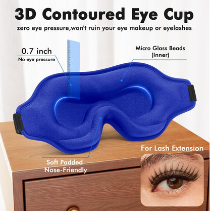 Sleep Eye Mask for Men Women, Lash Extensions 3D Sleeping Mask, Travel Blackout Night Blindfold Eye Shade Cover with Adjustable Strap (Black)