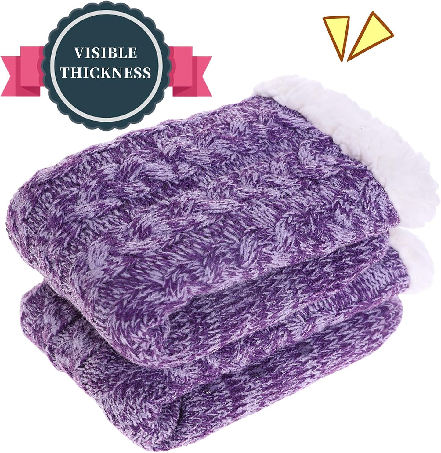 SDBING Women's Winter Super Soft Warm Cozy Fleece Lined Fuzzy Slipper Socks with Grippers