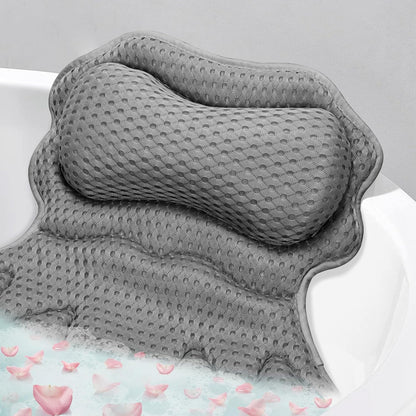 SetSail Bath Pillow, Relaxing Bath Pillows for Tub Neck and Back Support Soft 4D Breathable Air Mesh Ergonomic Bathtub Pillow with 6 Strong Suction Cups and Hook Luxury Bathroom Accessories,White