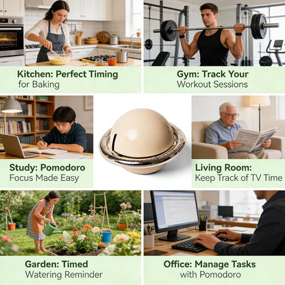 Planet Mechanical Visual Timer, 60-Minute Wind Up Analog Timer, No Batteries Loud Alarm, ABS Retro Kitchen Timer for Cooking,Baking,Egg Boiling,Gym,Workout,Study,Pomodoro,Large Dial Desk Clock