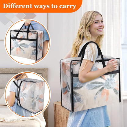 TasticTotes 6 Pack Clear Storage Bags for Comforter, Clothes & Bedding, 40L