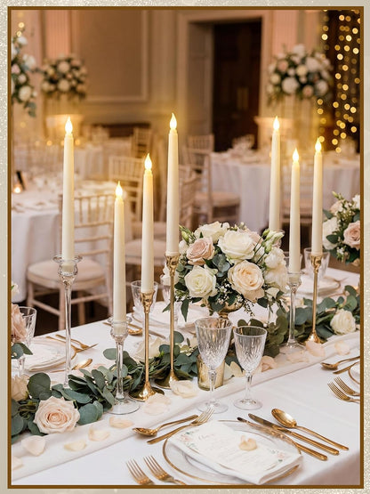Treela 24 Pcs Flameless Taper Candles Battery Operated Bulk Fake Candles Light LED Candle Sticks Flickering Tapered for Easter Wedding Anniversary Decoration(Basic,11 Inch,Ivory)